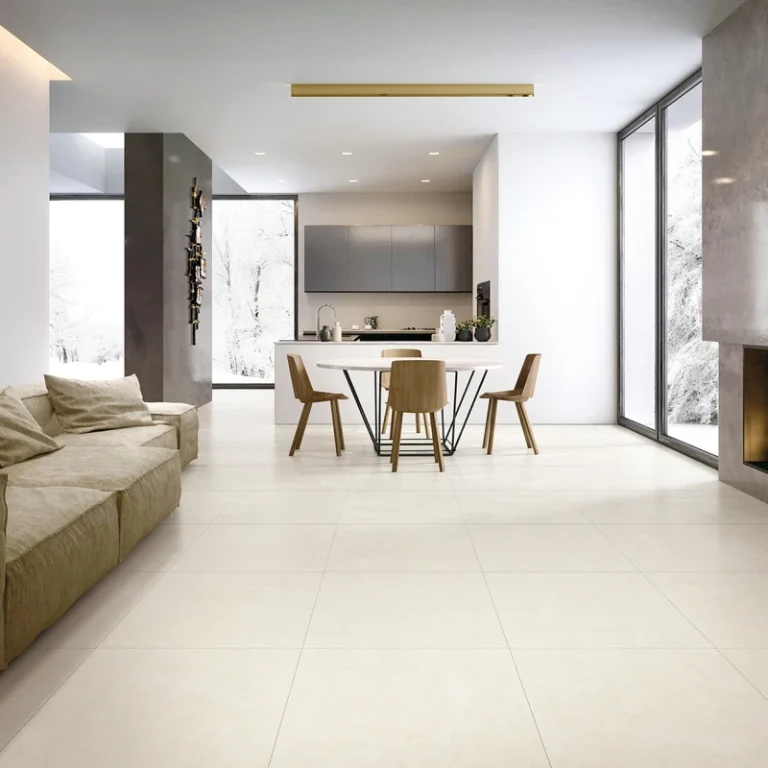 Porcelain tile floor in a bright home